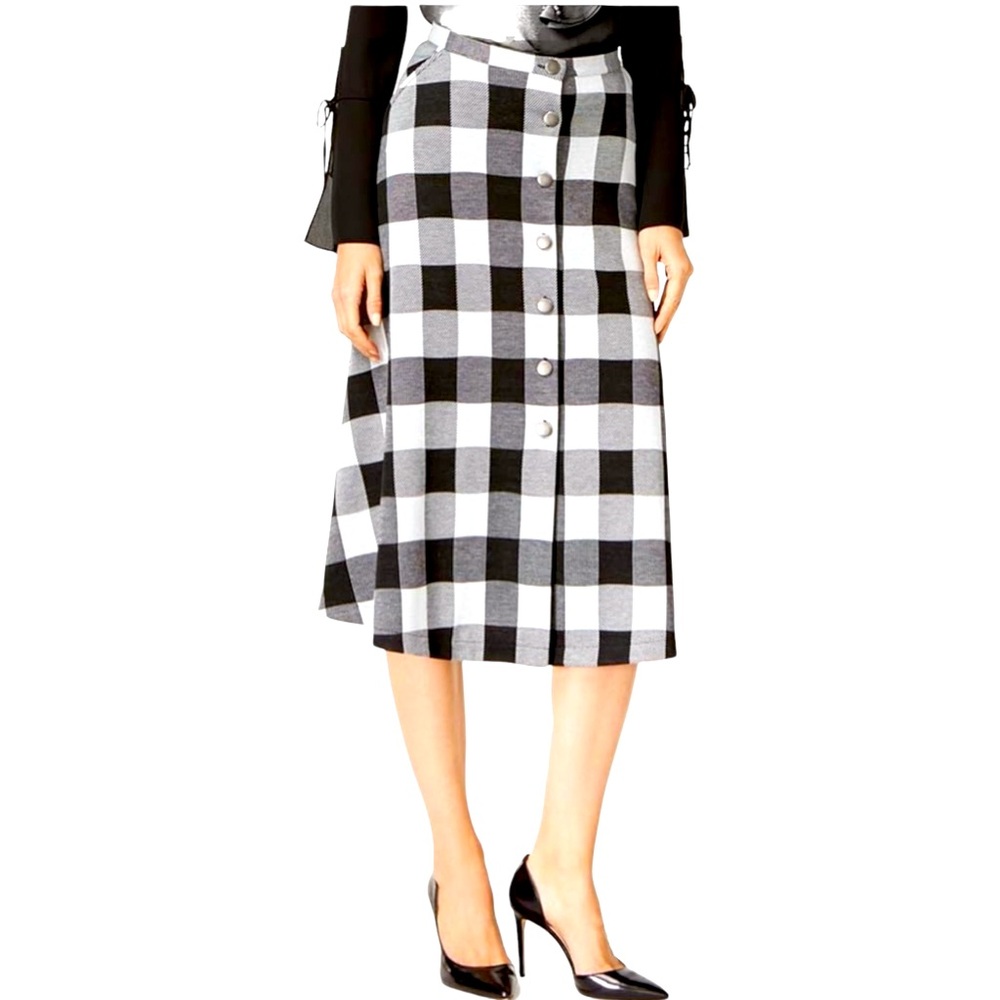 NY COLLECTION BUFFALO PLAID JERSEY SKIRT 3X